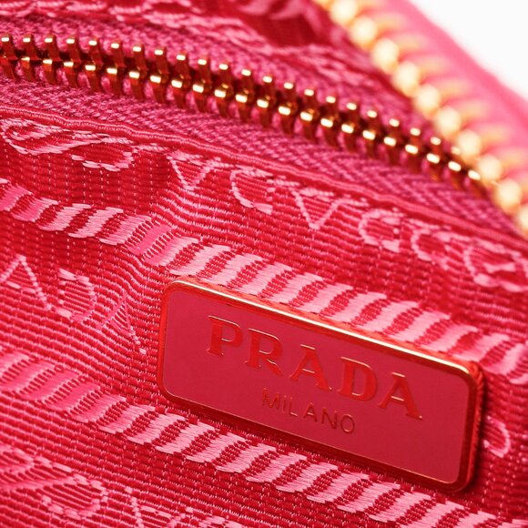 Prada Vintage Fuschia Pink Tessuto Nylon Wristlet Pouch - Picture 11 of 12